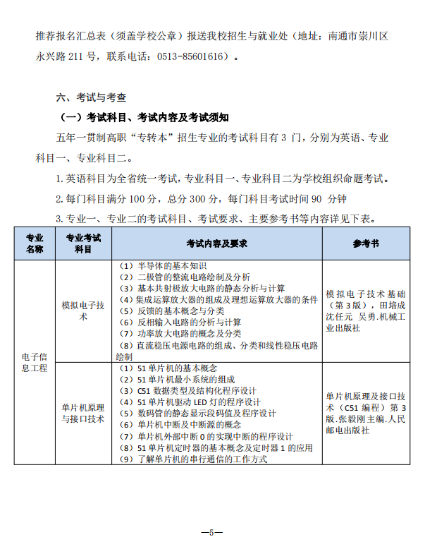 2023年南通理工学院五年一贯制高职“专转本”招生简章(图5)