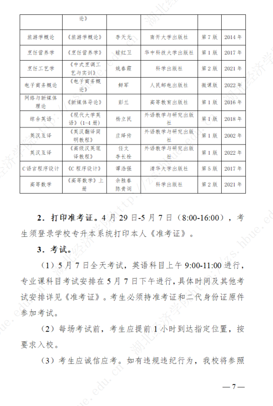2023年湖北经济学院专升本招生简章公布(图7)