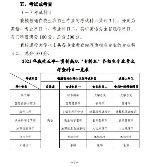 2023年南京晓庄学院五年一贯制高职“专转本”考试科目及安排公布！(图1)