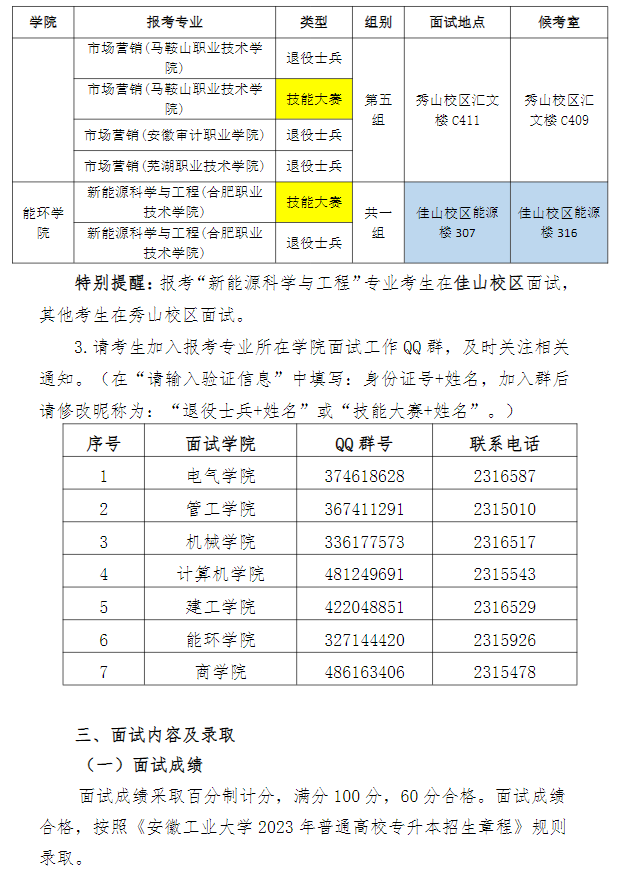 2023年安徽工业大学专升本免试退役士兵计划及职业技能大赛鼓励政策考生面试须知(图4)