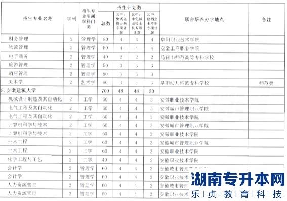 安徽省2023年专升本分校分专业招生计划表(图6)