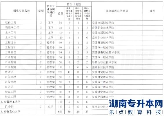 安徽省2023年专升本分校分专业招生计划表(图3)