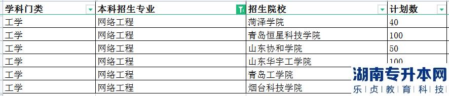 2023年山东专升本网络工程招生学校及计划