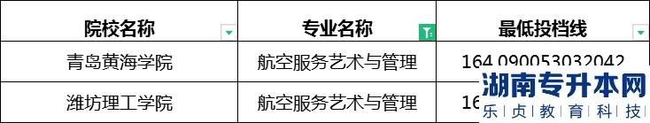 2023年山东专升本航空服务艺术与管理专业最低投档分数线