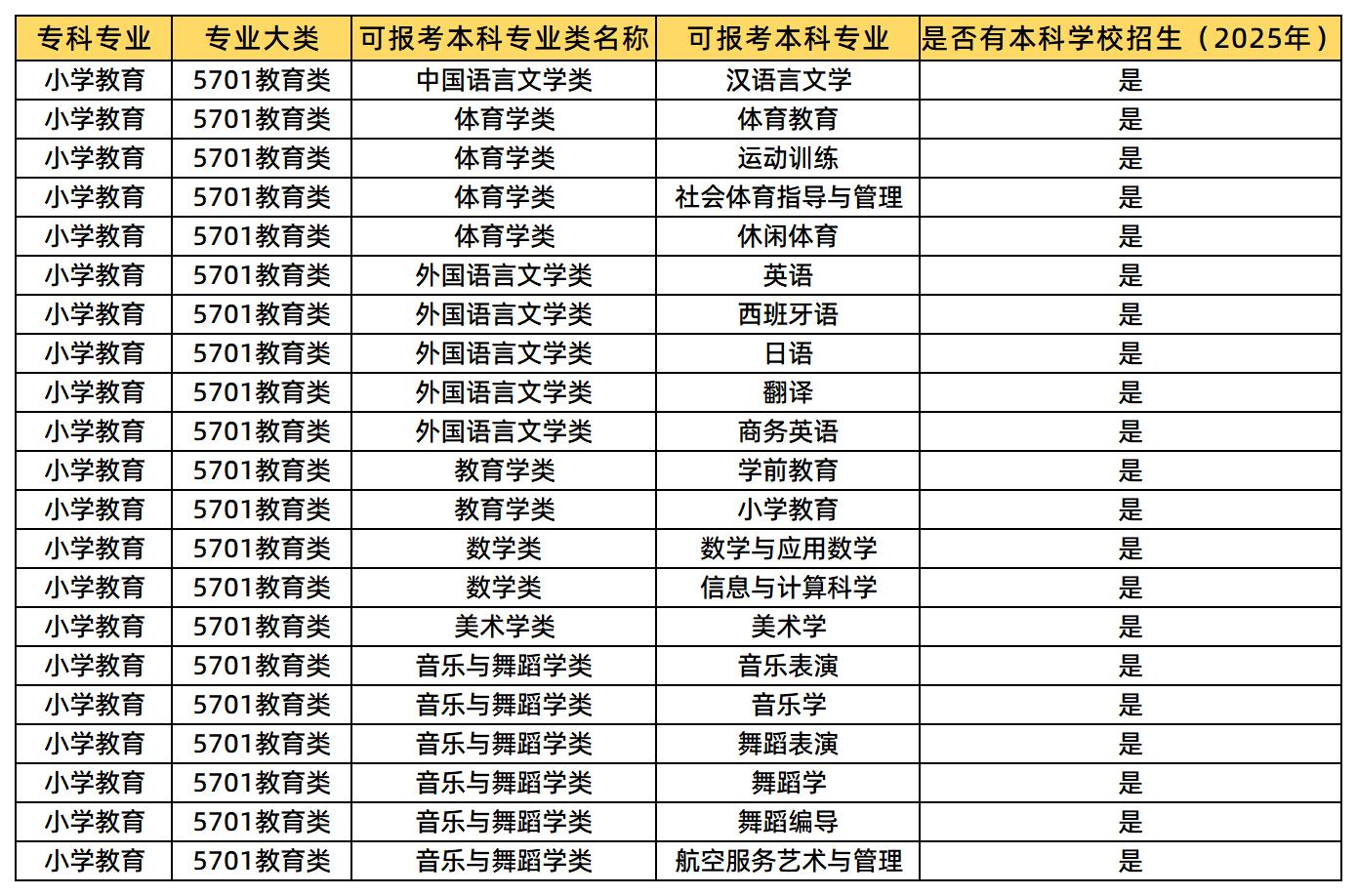 小学教育可报考的专业