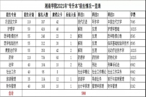 湘南学院各专业报名人数详情一览表